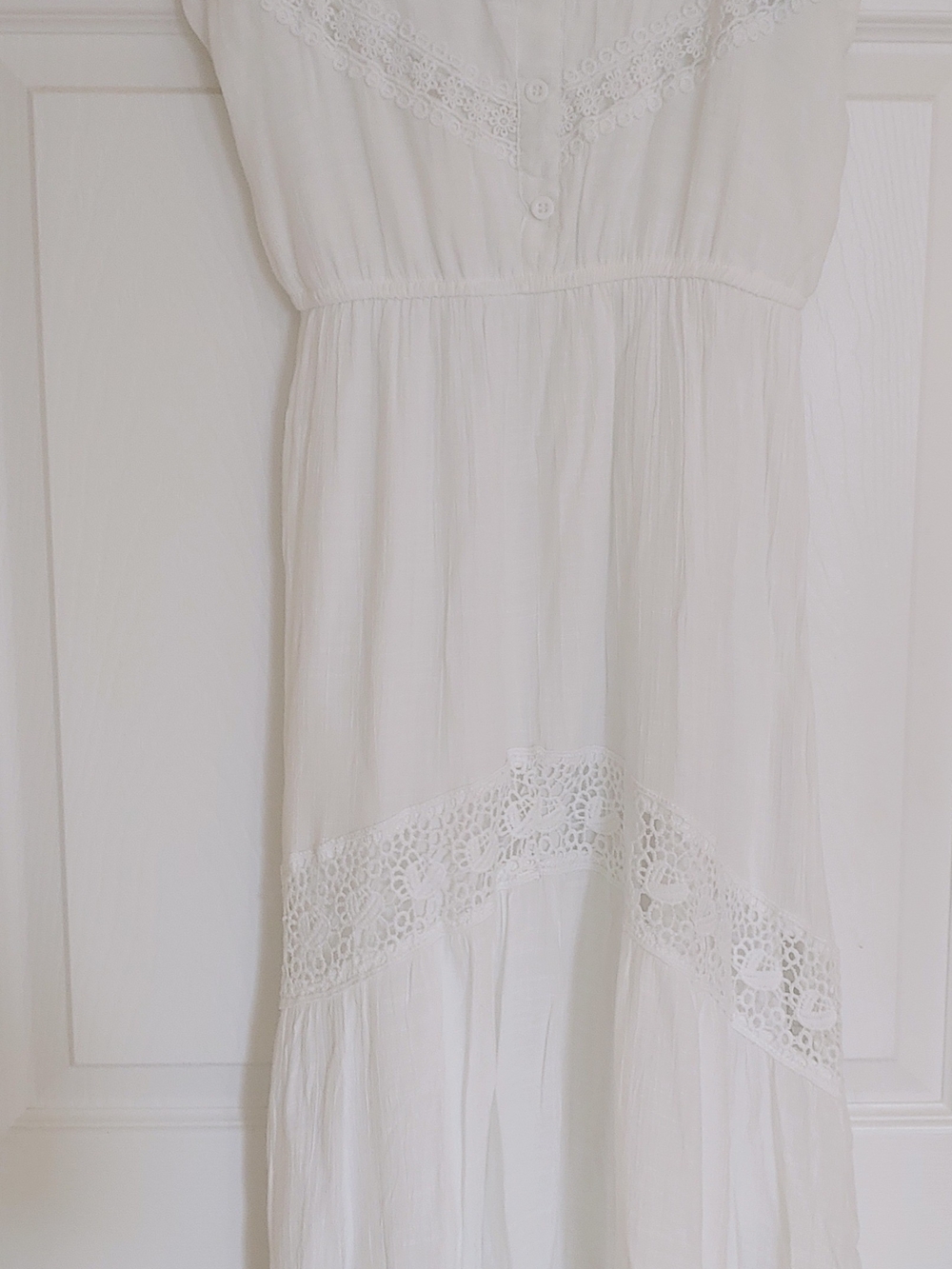 White Boho Lace-Trim Maxi Dress - Picture 2 of 5